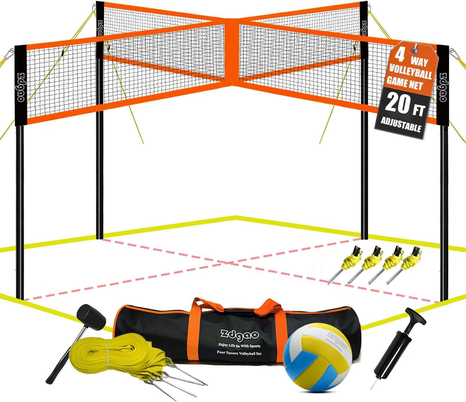 Amazon.com: Zdgao 14 ft/20 ft 4-Way Volleyball and Badminton Combo